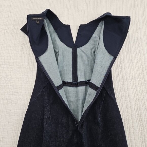 Banana Republic Angled Seam Pencil Dress Women's Sz 0 Short Sleeve Navy NWOT - Picture 14 of 16
